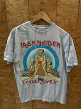 Iron Maiden Powerslave all over tie dye blue rock band t-shirt size large
